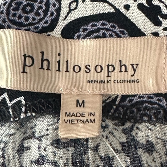 Philosophy Blouse M Paisley Racerback Black - Picture 6 of 8